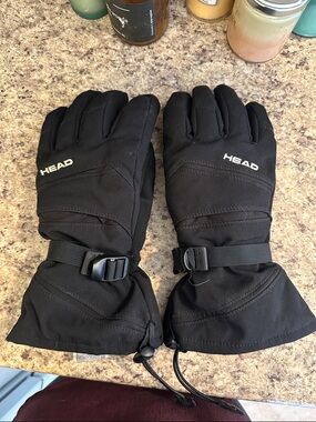 Head Black Winter Ski Gloves with Adjustable Strap